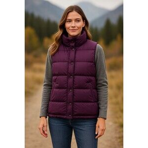 Lands’ End Women’s XS Purple Down Puffer Vest Sleeveless Quilted Outerwear